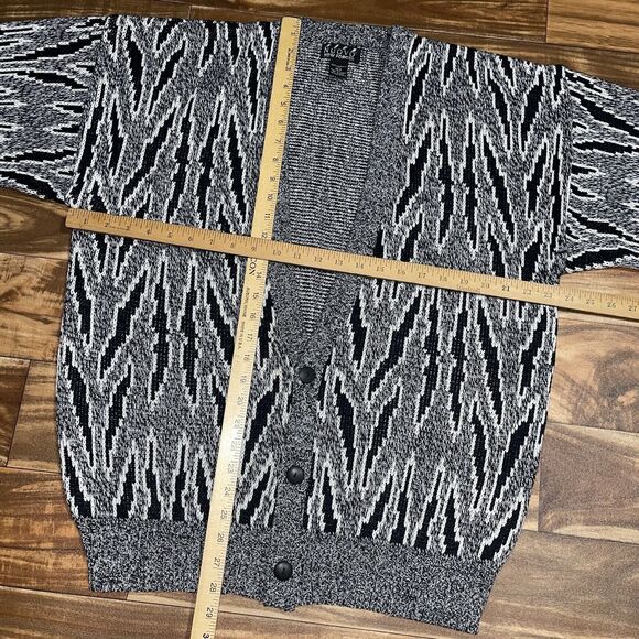 Vintage Nuovo New Forces Mens Large Button Cardigan Sweater Coogi Black Gray - Picture 9 of 11